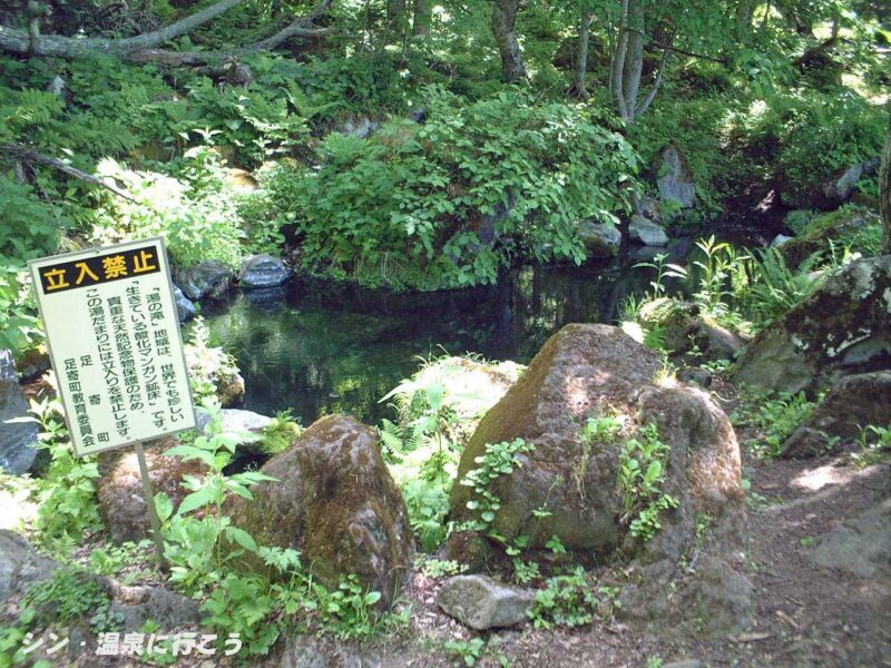 オンネトー湯の滝　入浴禁止のかつての浴槽