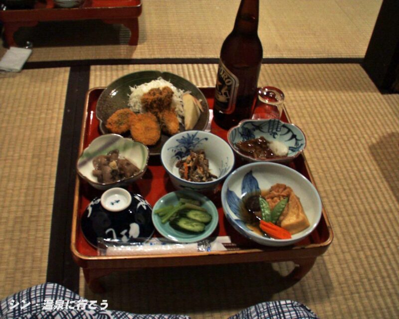 鶴の湯温泉　夕食の一部