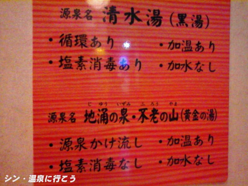 武蔵小山温泉　清水湯　温泉利用方法