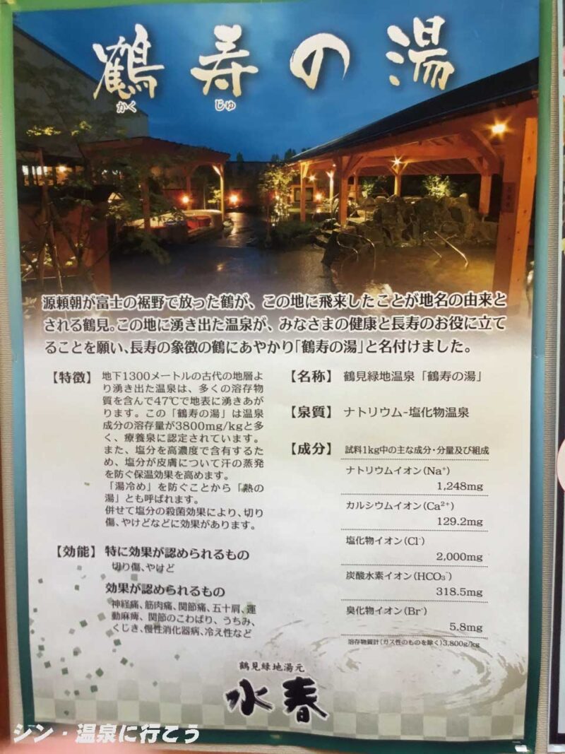 鶴見 鶴寿の湯　鶴見緑地湯元水春　温泉の説明