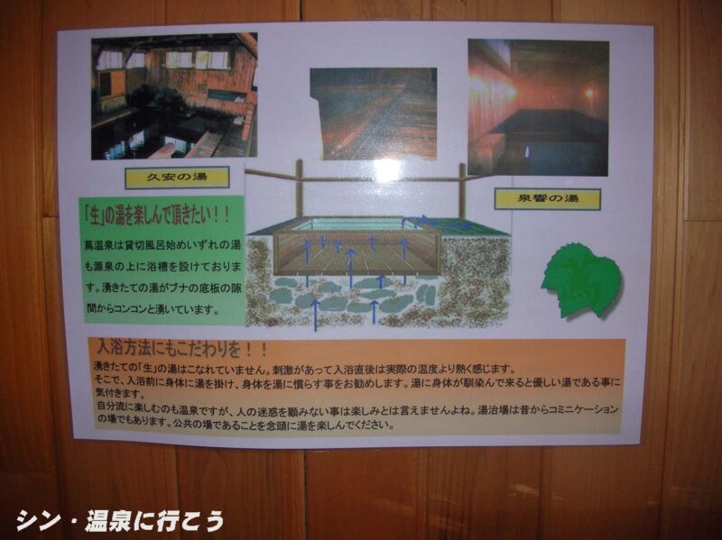 蔦温泉　蔦温泉旅館　温泉の説明書き