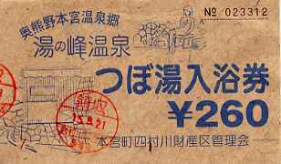 湯の峰温泉 つぼ湯 入浴券1