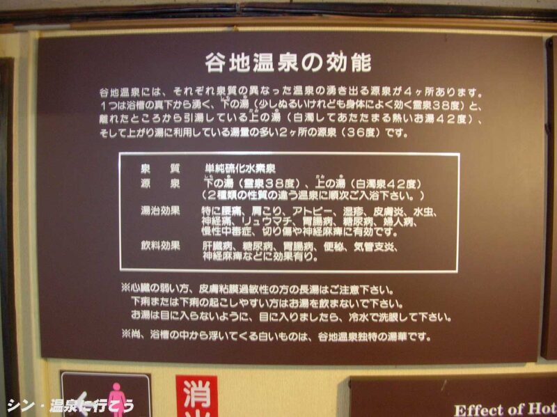 谷地温泉 温泉の説明板
