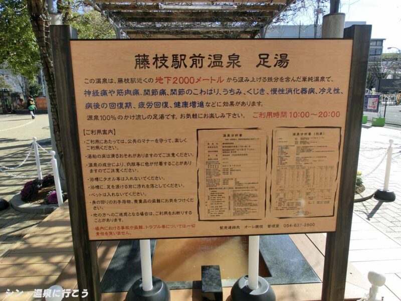 藤枝駅前温泉 足湯 案内板
